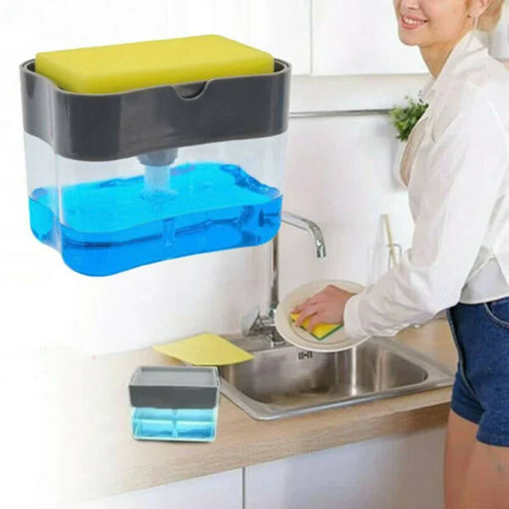 2 in 1 Smart Kitchen Liquid Soap Dispenser (450 ML)- Free Sponge With every order
