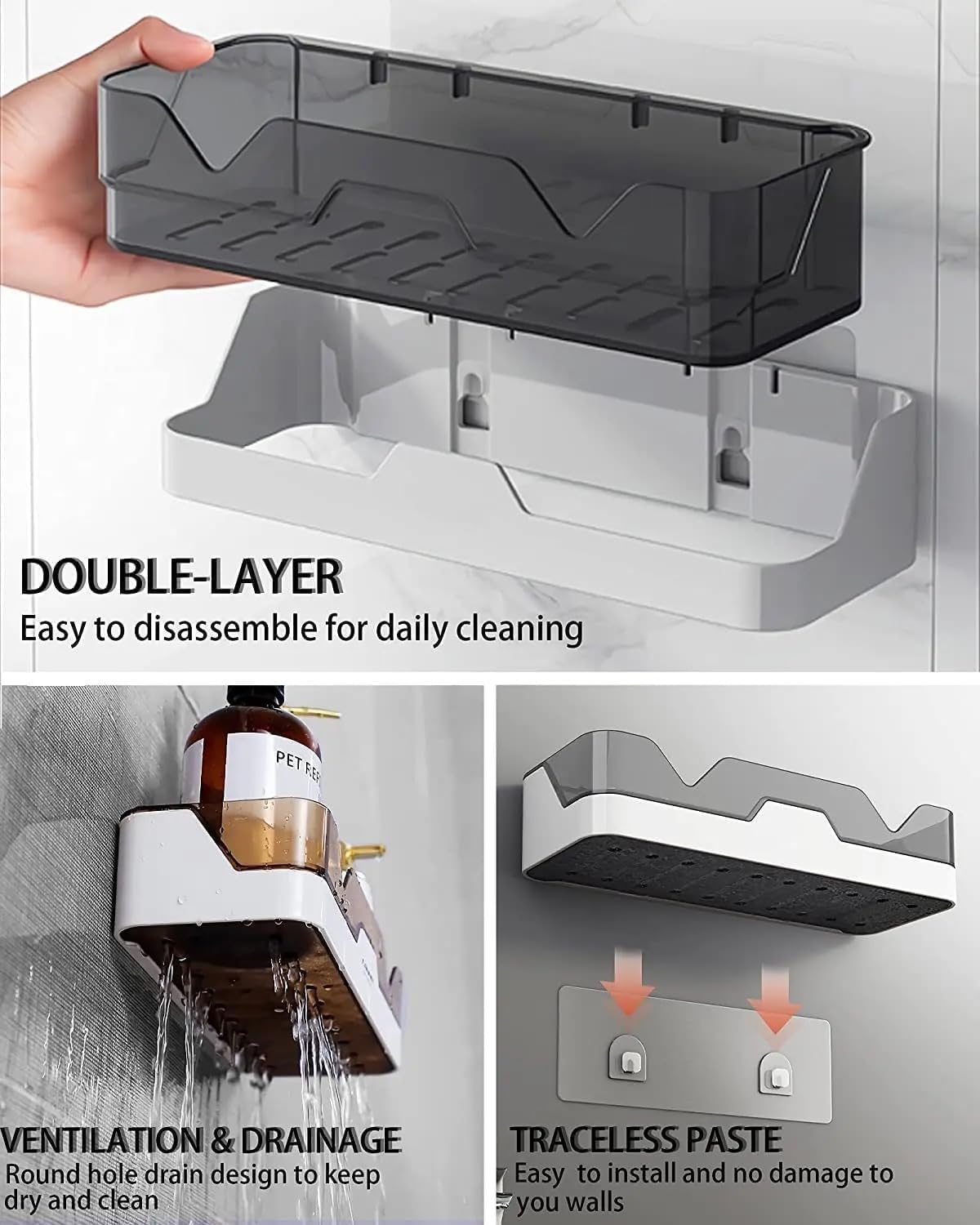 Bathroom & Kitchen adhesive organiser Shelf -(Pack of 2): g