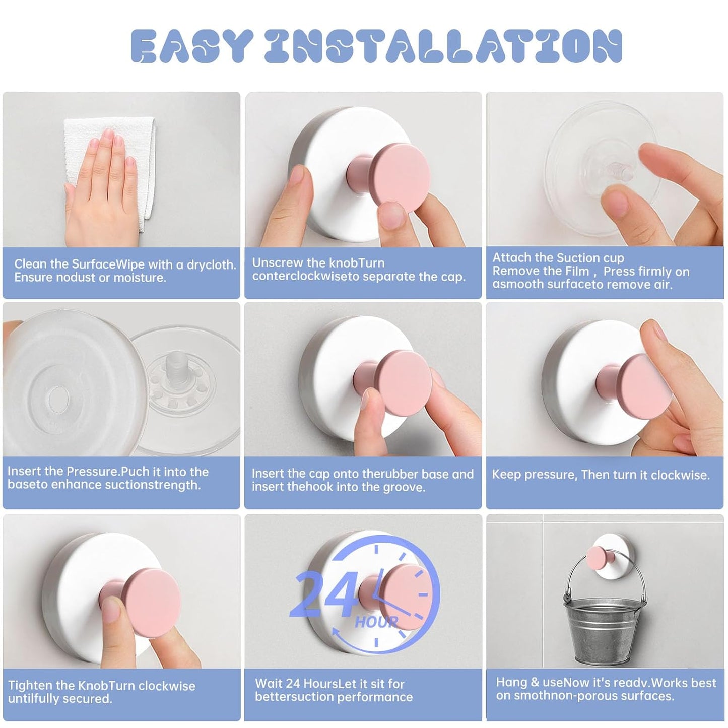 Reusable Heavy-Duty Suction Cup Hooks (Set of 4) – Removable Waterproof Wall Hooks;g