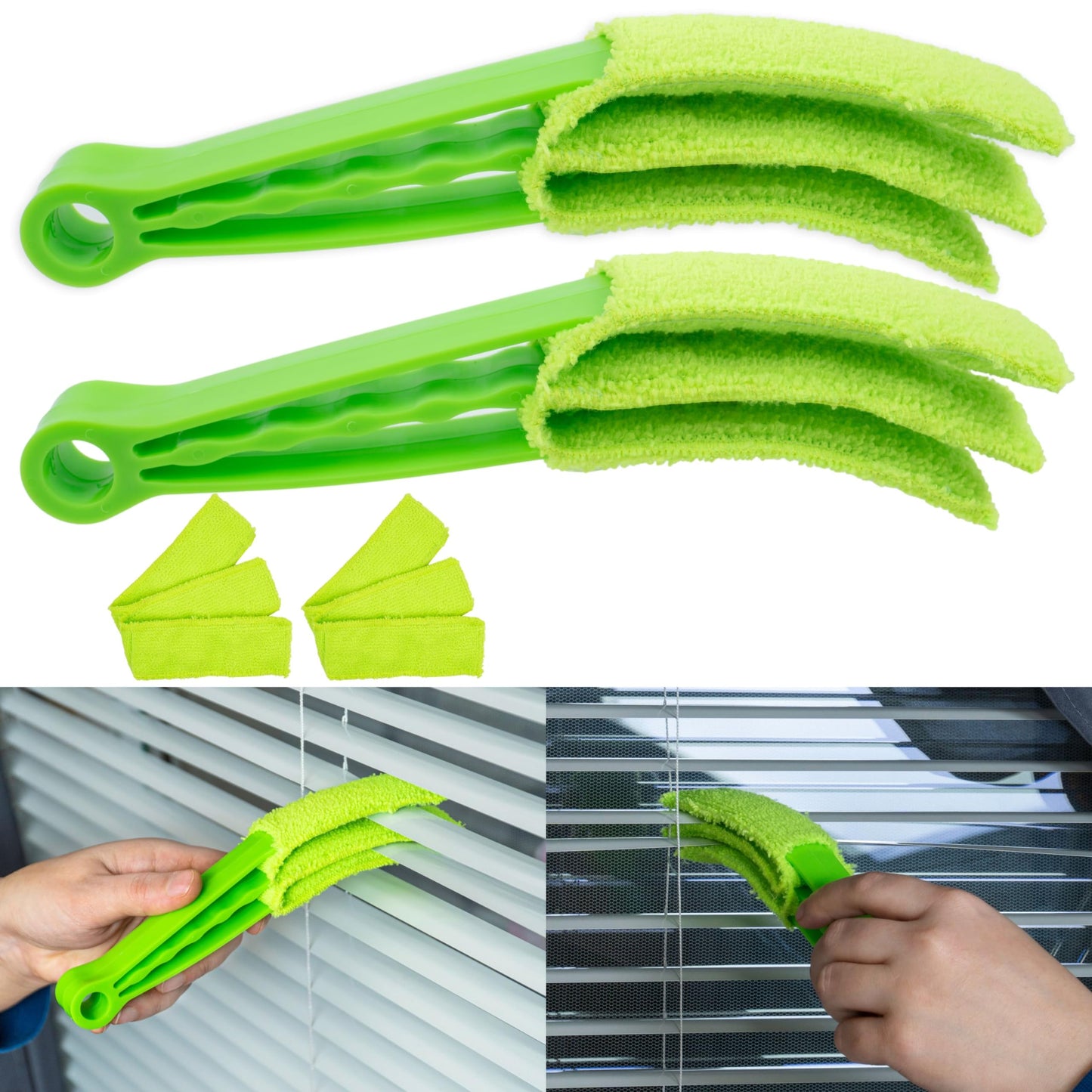 3-in-1 Blinds and Ac Vent Cleaning Brush with Microfiber Sleeves – Multipurpose Dust Remover Tool: g