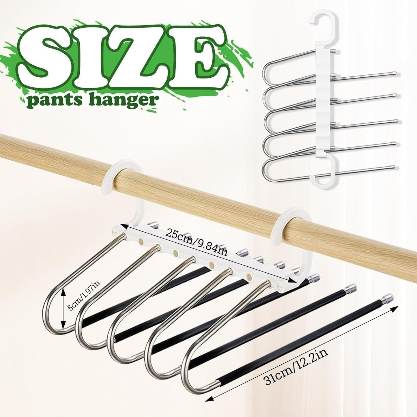5-in-1 Foldable Steel Clothes Hanger –Space Saving Multi-Layer Organizer for Wardrobe; f