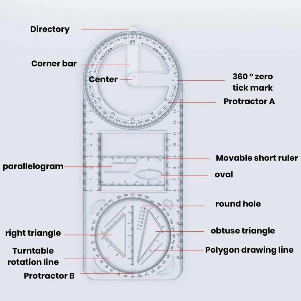 Multifunctional Geometric Ruler - All in one (Buy 1 Get 1 Free) .f