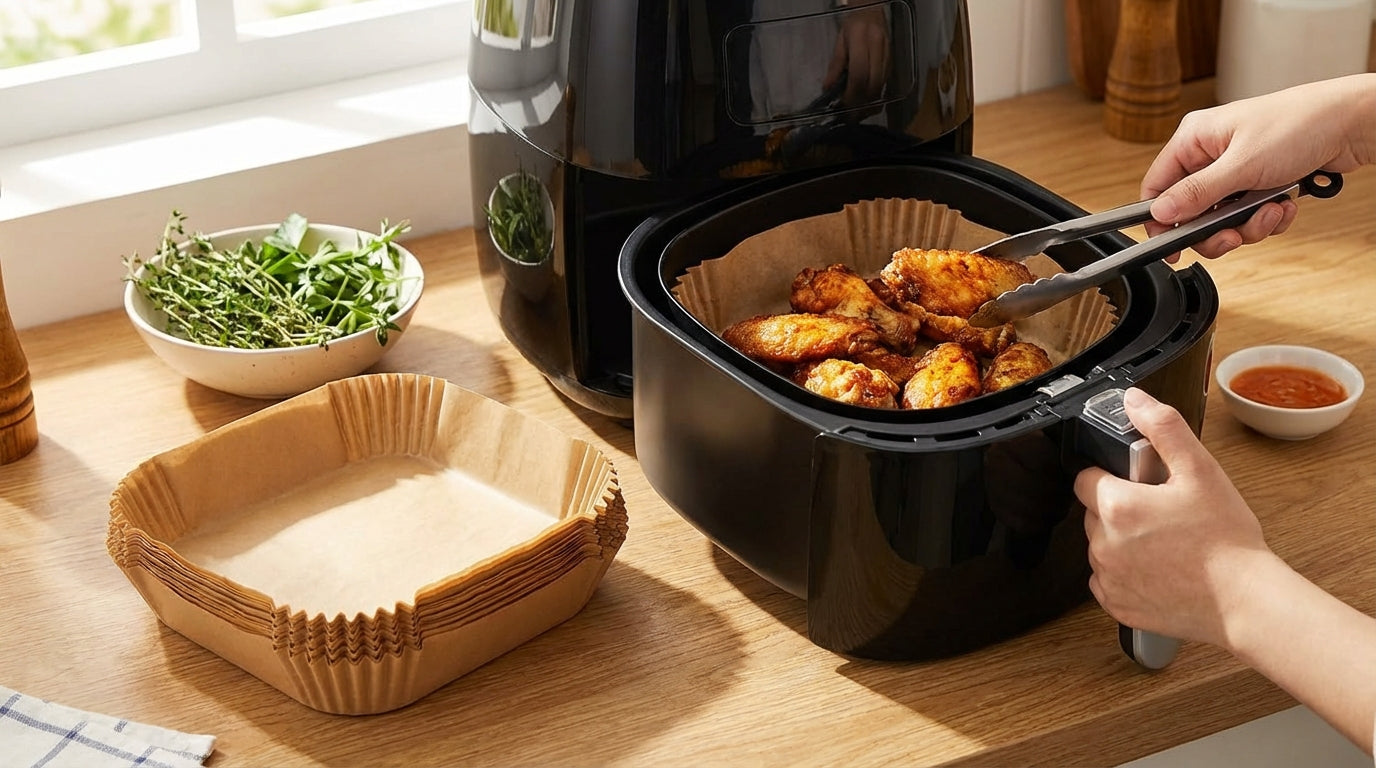 Air Fryer & Oven Paper Liners (100 Pcs) Food grade – Oil-Proof Disposable Parchment Sheets; g