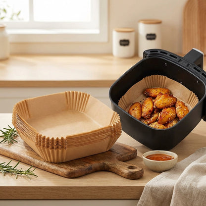 Air Fryer & Oven Paper Liners (100 Pcs) Food grade – Oil-Proof Disposable Parchment Sheets; g