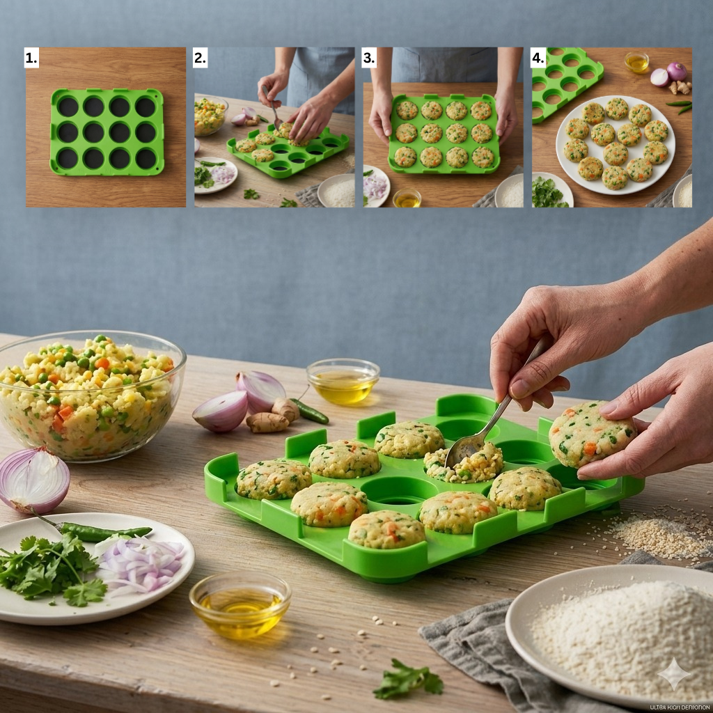 12 Slot Cutlet & Tikki Maker – Easy Burger Patty Press for Perfect Shapes; g