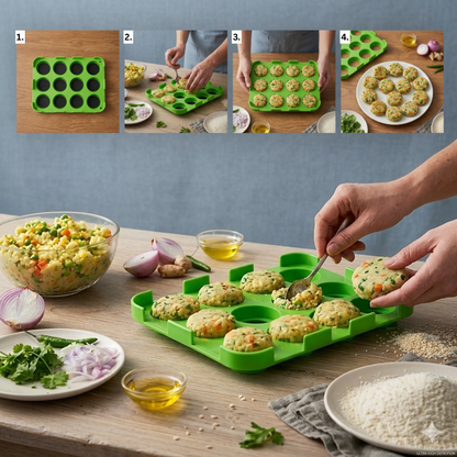 12 Slot Cutlet & Tikki Maker – Easy Burger Patty Press for Perfect Shapes; f