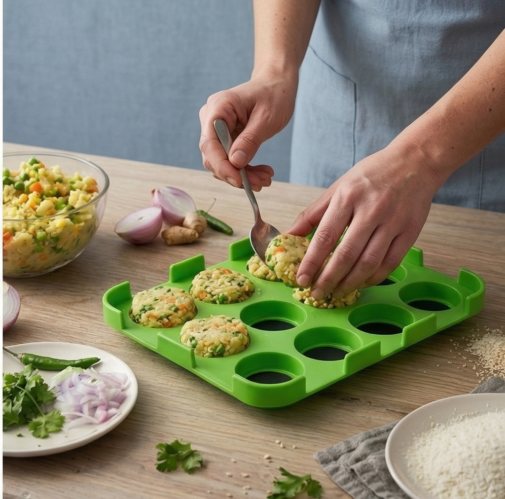 12 Slot Cutlet & Tikki Maker – Easy Burger Patty Press for Perfect Shapes; g