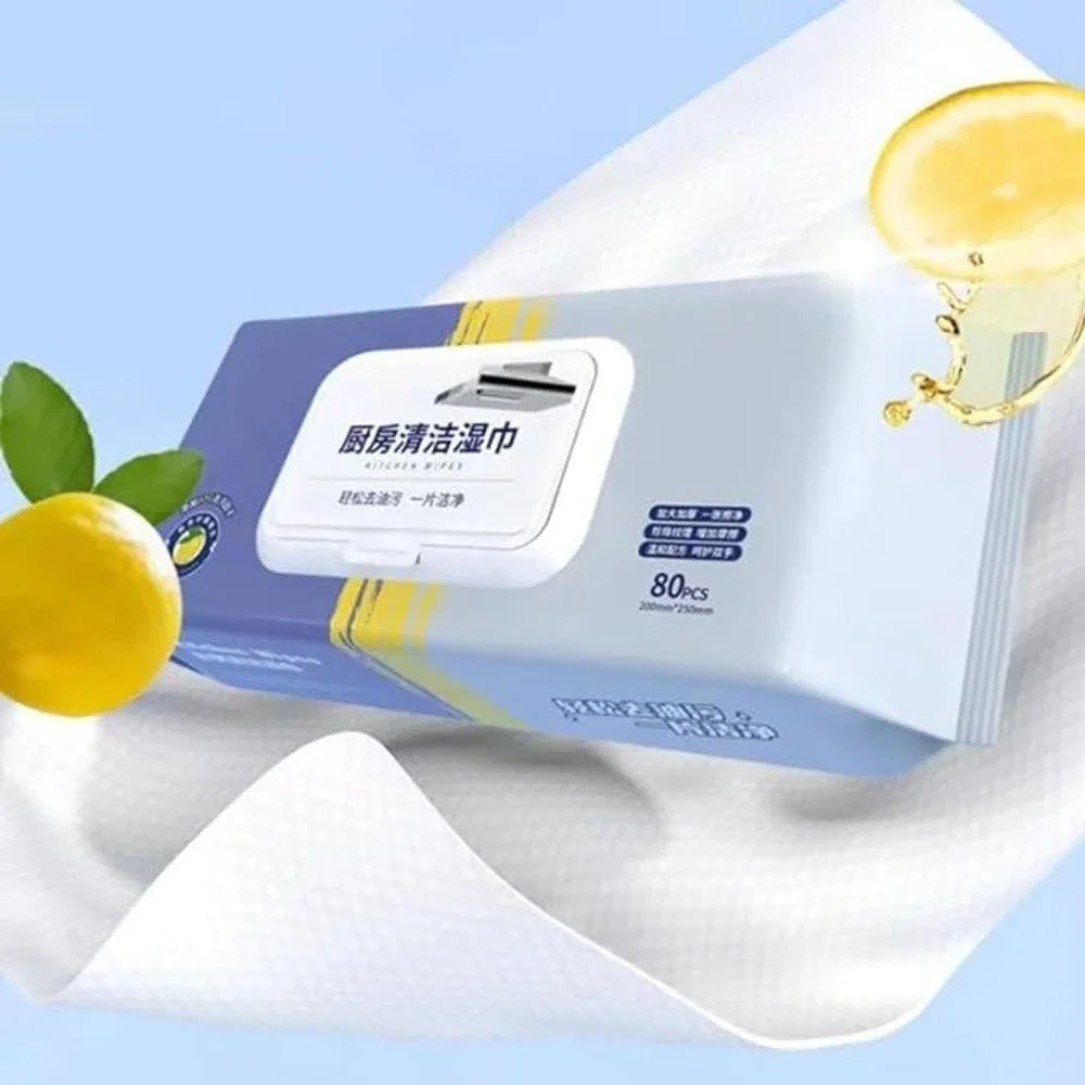 Multipurpose Cleaning Wet Wipes for Kitchen & Home – Tough on Grease, Easy to Use; f