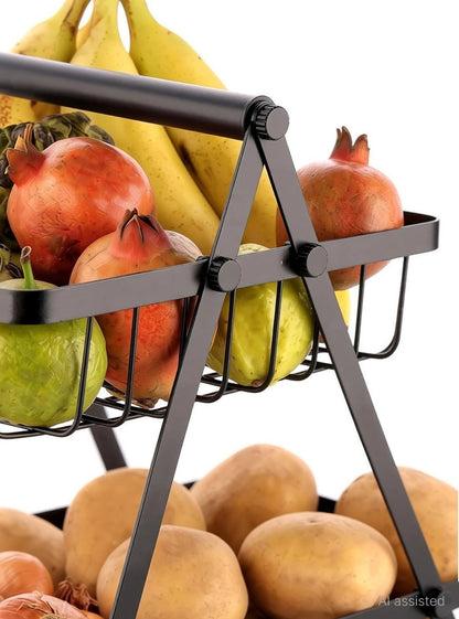 Multi-Purpose 2-Tier Storage Basket | Fruit, Vegetable & Snack Organizer: f