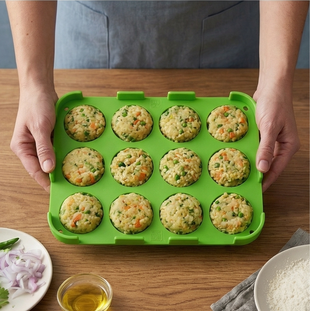 12 Slot Cutlet & Tikki Maker – Easy Burger Patty Press for Perfect Shapes; g