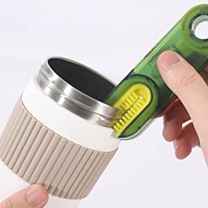 Bottle Cleaning Brush Combo- 1 long silicone brush + 1 bottle lid cleaning brush .g