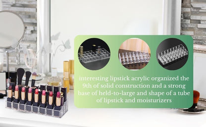24 Slot Lipstick & Nail Polish Organizer – Transparent Makeup Storage Holder; f