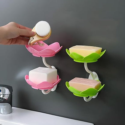 Lotus Sink Soap & Sponge Holder(Pack of 2) – No-Drill Adhesive Rack :g