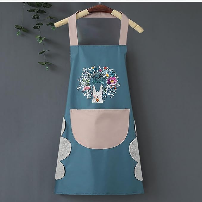 Kitchen Apron with Hand-Wiping, Waterproof & Big Front Pocket- buy 1 Get 1 Free