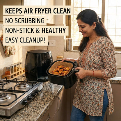 Air Fryer & Oven Paper Liners (100 Pcs) Food grade – Oil-Proof Disposable Parchment Sheets; g