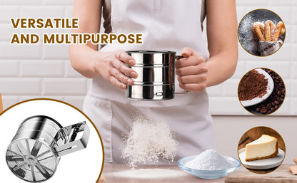 Steel Manual Flour Sifter – Clean, Quick & Efficient Sieving-.f