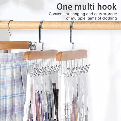 Space Saving 8 Hooks Wooden Hangers with steel hooks ( Pack of 2 Pcs ).g