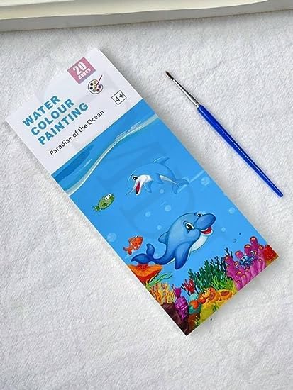 Water Color Painting Book with Brush- Endless Painting, Learning and Fun.