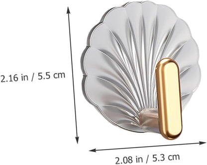 Big Decorative Adhesive Hooks–Gold & Silver Seashell Wall Hangers, No Drilling Needed; f