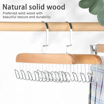 Space Saving 8 Hooks Wooden Hangers with steel hooks ( Pack of 2 Pcs ).g