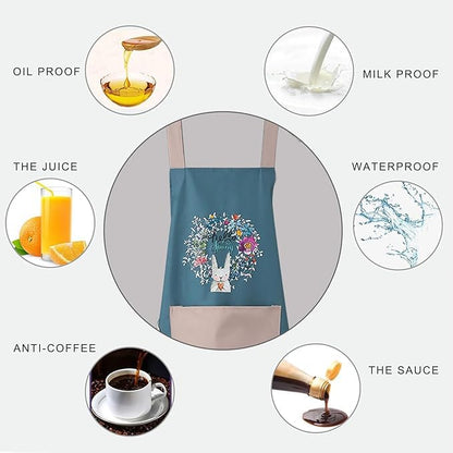 Kitchen Apron with Hand-Wiping, Waterproof & Big Front Pocket- buy 1 Get 1 Free