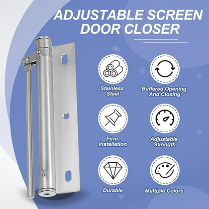 Automatic Spring Door Closer – Heavy Duty Adjustable Door Closer for Residential & Commercial Use;f