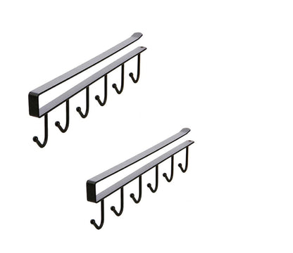 Under-Shelf 6-Hook Mug & Cup Holder Rack (pack of 2)– Space-Saving Kitchen Cabinet Organizer,g