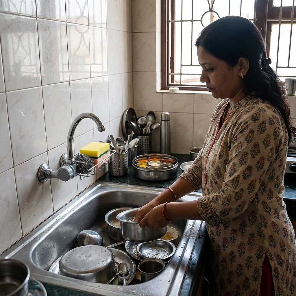 Kitchen Steel Sink Organizer - Get Free 3 Non-Scratch Dish Wash Cloth (worth 199/-)