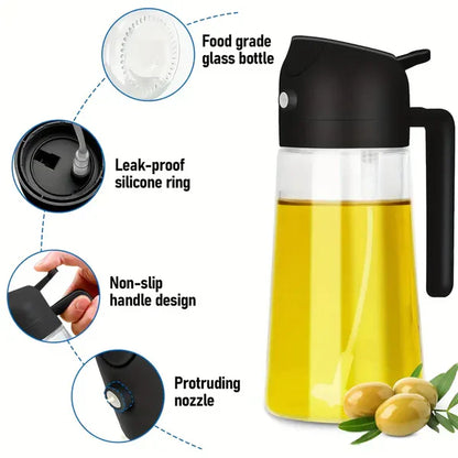 Multipurpose Oil Sprayer and Dispenser Glass Jug with lock system (500 ML).
