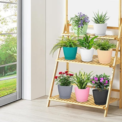 (Pack of 5) 6-Inch Unbreakable Plastic Flower Pots with Drainage & Saucers – Indoor & Outdoor Planters;g