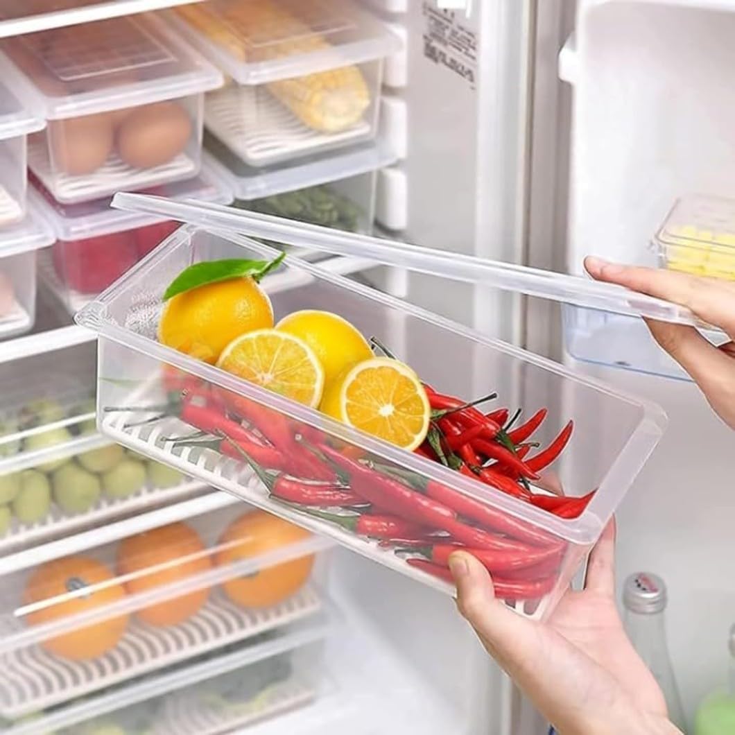 Uniqly- Fridge Storage Containers with Drain plates- Pack of 6: g