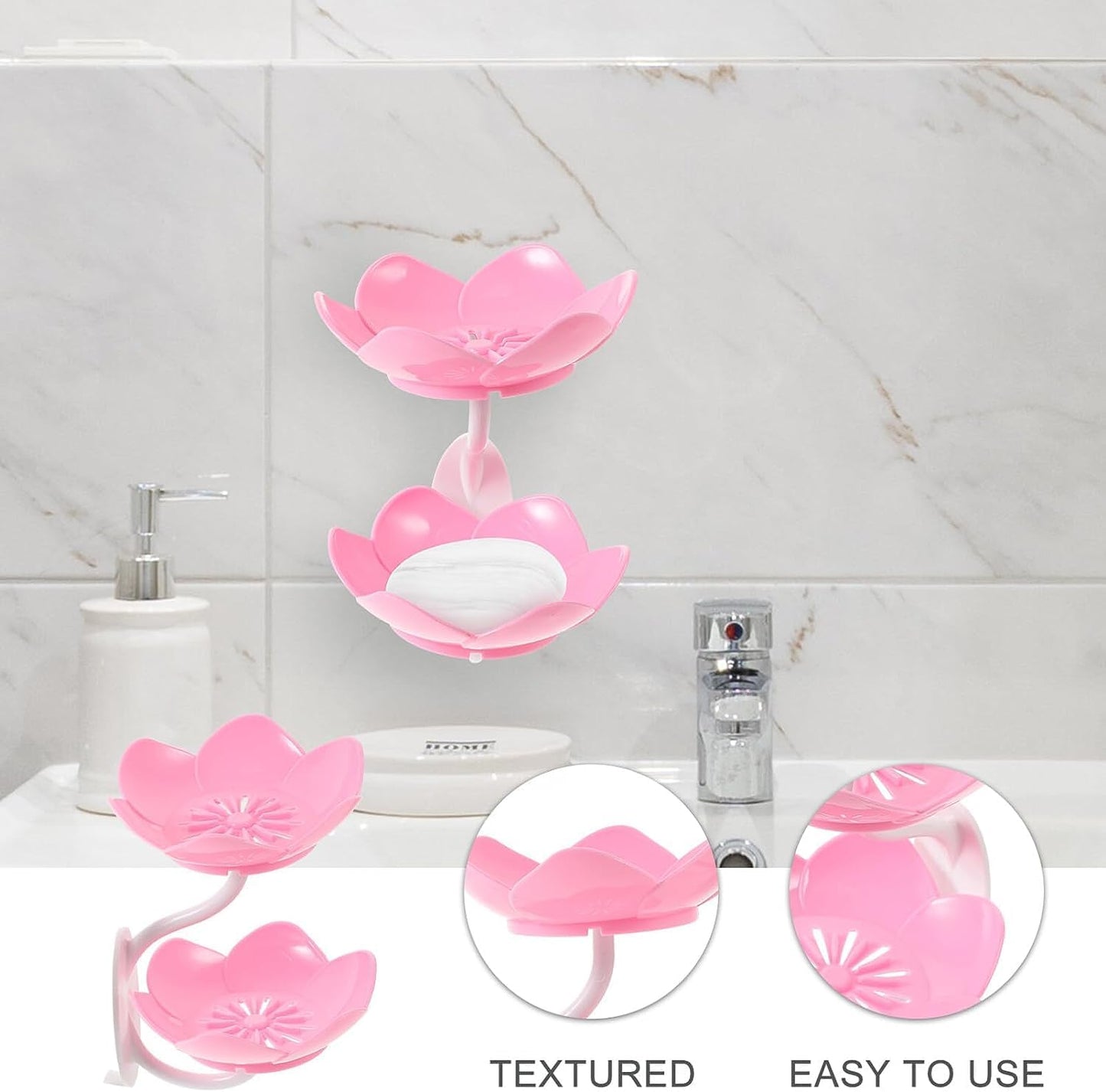 Lotus Sink Soap & Sponge Holder(Pack of 2) – No-Drill Adhesive Rack :g