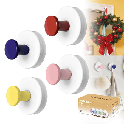 Reusable Heavy-Duty Suction Cup Hooks (Set of 4) – Removable Waterproof Wall Hooks;g