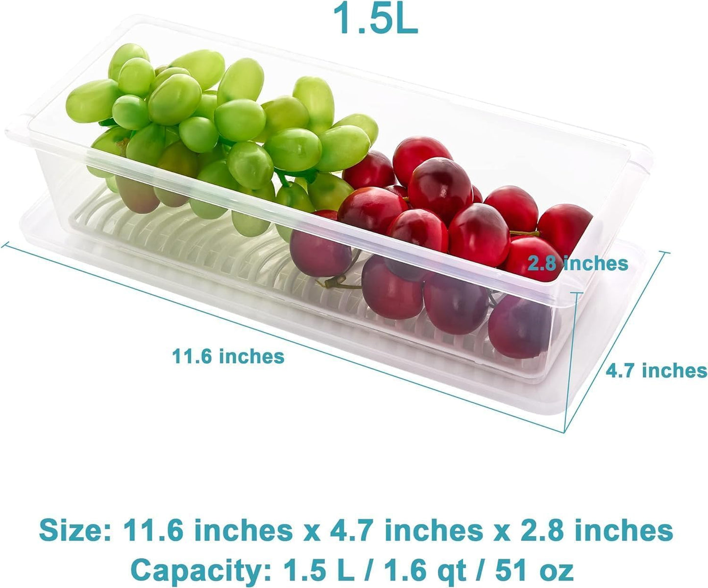 Uniqly- Fridge Storage Containers with Drain plates- Pack of 6: g