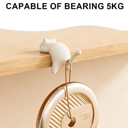 Cute Cat Desk Hook – Self Adhesive Table Side Hanger for Bags, Headphones & Cables; f