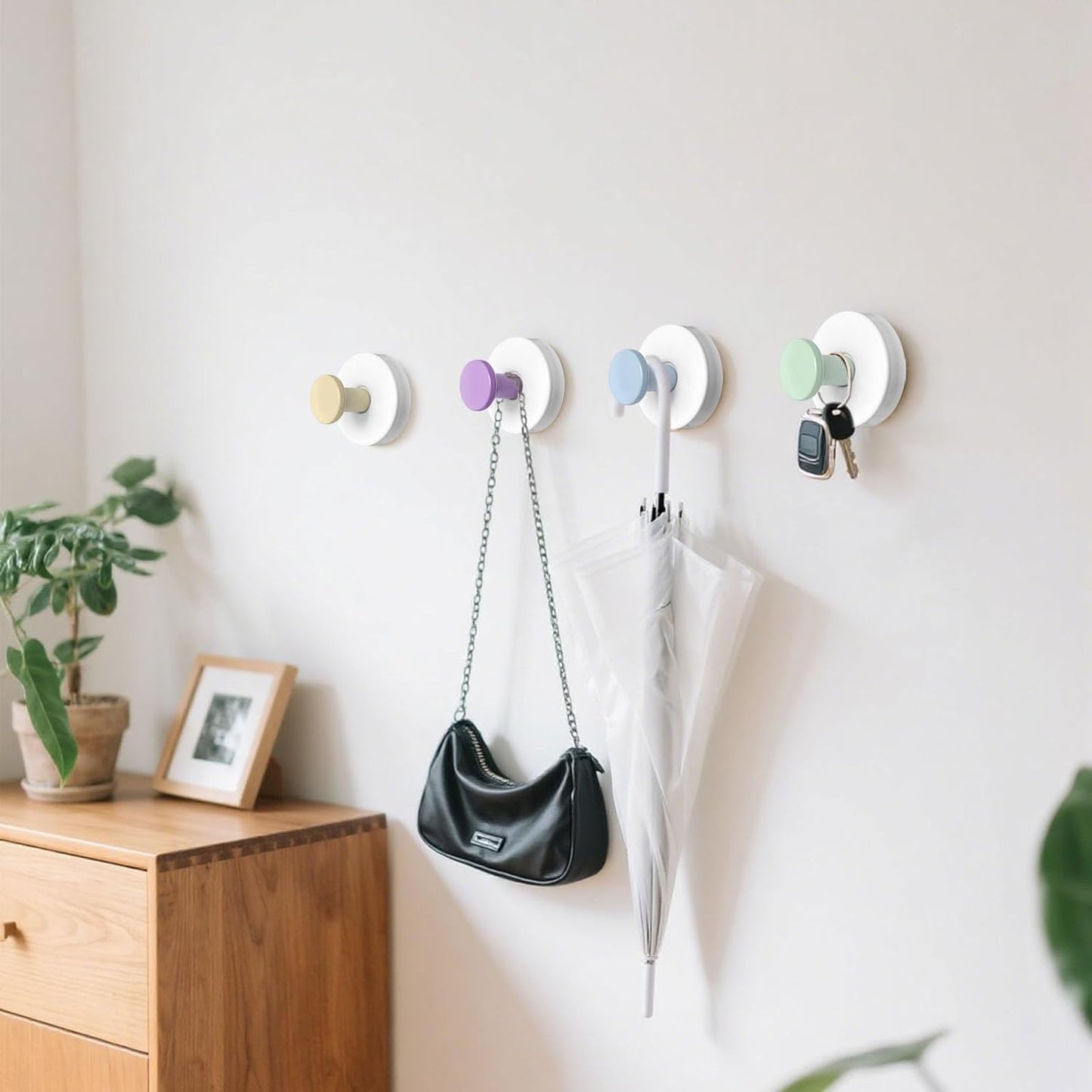 Reusable Heavy-Duty Suction Cup Hooks (Set of 4) – Removable Waterproof Wall Hooks;g