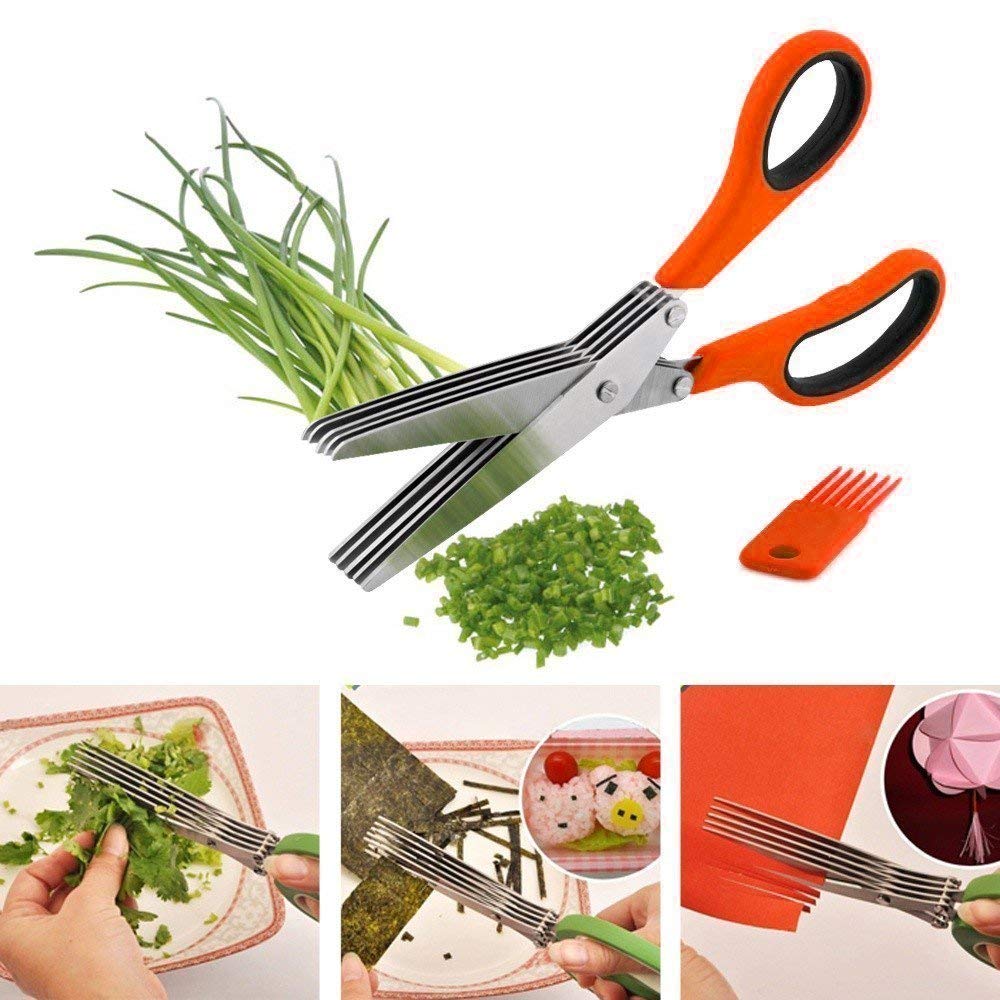 Premium Stainless Steel Herb Scissors | Quick Cutting Tool for Herbs & Vegetables: f