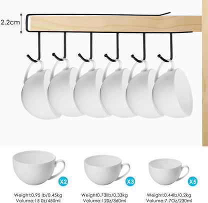 Under-Shelf 6-Hook Mug & Cup Holder Rack (pack of 2)– Space-Saving Kitchen Cabinet Organizer,f