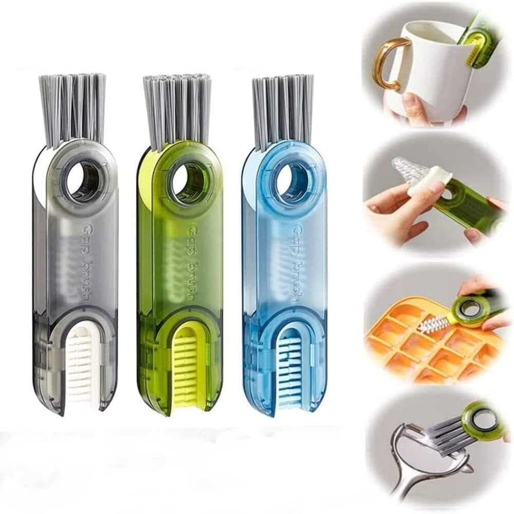 Bottle Cleaning Brush Combo- 1 long silicone brush + 1 bottle lid cleaning brush .f