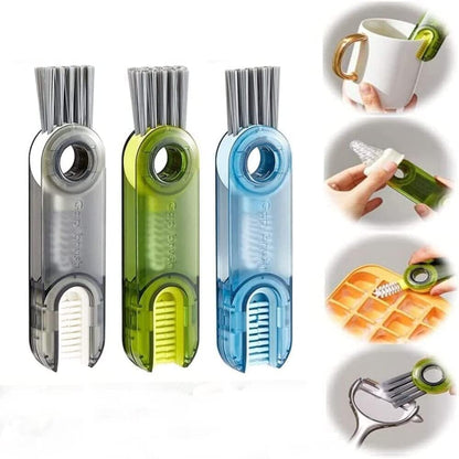 Bottle Cleaning Brush Combo- 1 long silicone brush + 1 bottle lid cleaning brush .f