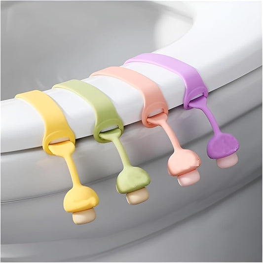 Silicone Toilet Seat Lifter Handle (Pack of 4) – Self-Adhesive Hygienic Toilet Cover Clip; f