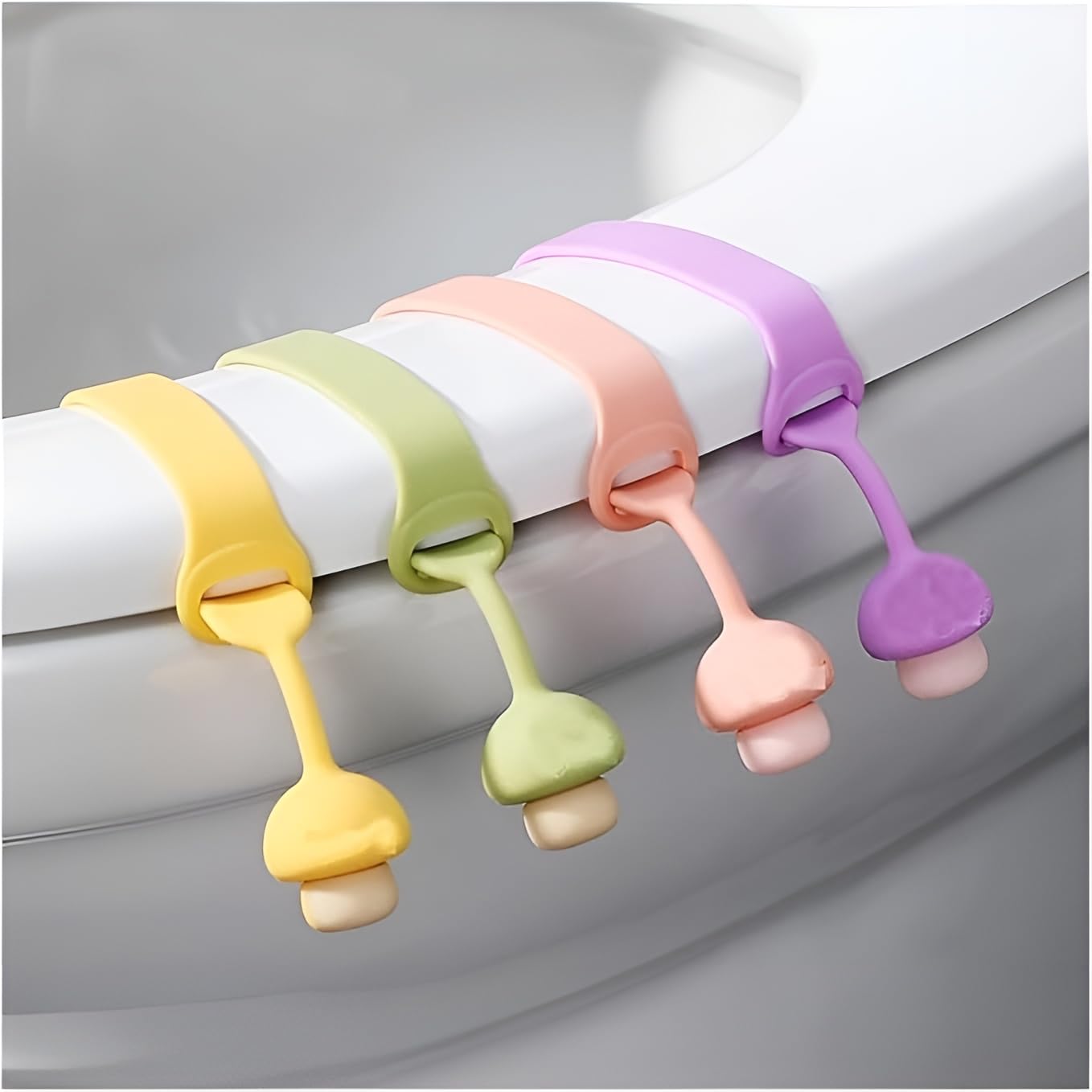 Silicone Toilet Seat Lifter Handle (Pack of 4) – Self-Adhesive Hygienic Toilet Cover Clip; g