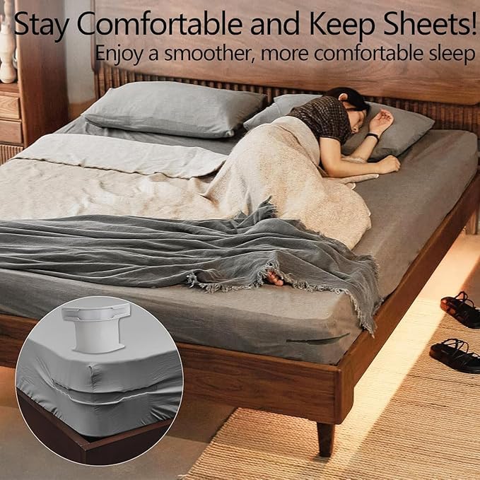 4-Pcs Adjustable Bed Sheet Holder Straps – Heavy-Duty Corner Clips for Tight, Wrinkle-Free Bedding; f