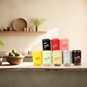 8-Piece Spice Jar Set (300ml Each) – BPA-Free Plastic Kitchen Storage Containers for Sugar & Spices: f