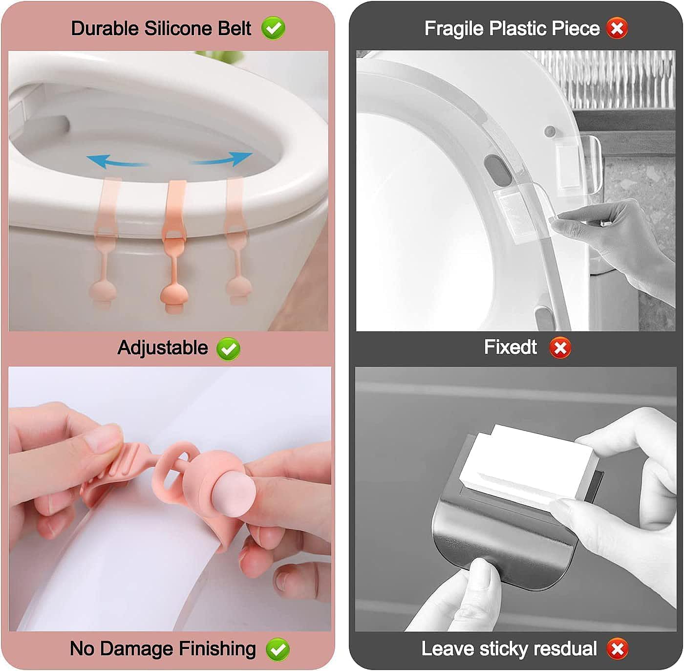 Silicone Toilet Seat Lifter Handle (Pack of 4) – Self-Adhesive Hygienic Toilet Cover Clip; g