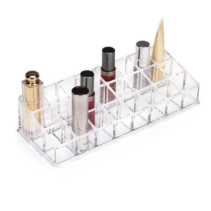 24 Slot Lipstick & Nail Polish Organizer – Transparent Makeup Storage Holder; f