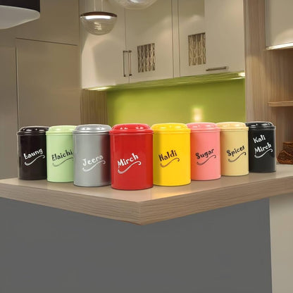 8-Piece Spice Jar Set (300ml Each) – BPA-Free Plastic Kitchen Storage Containers for Sugar & Spices: f