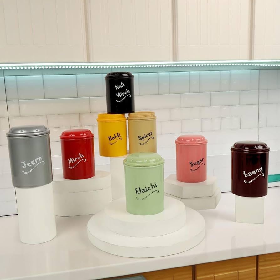 8-Piece Spice Jar Set (300ml Each) – BPA-Free Plastic Kitchen Storage Containers for Sugar & Spices: f