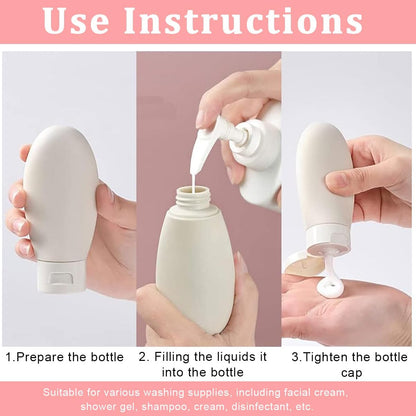 3 pieces travel Silicone Bottles leakproof for Toiletries- 60 ml each ,f