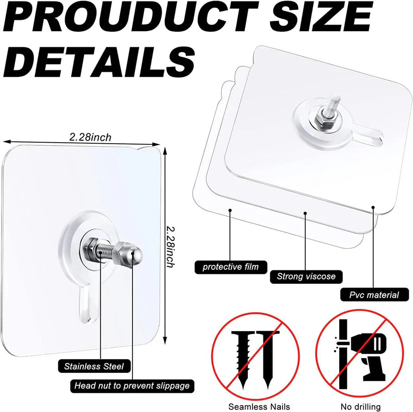 Adhesive Wall Hooks, No-Drilling Waterproof Screw for Hanging